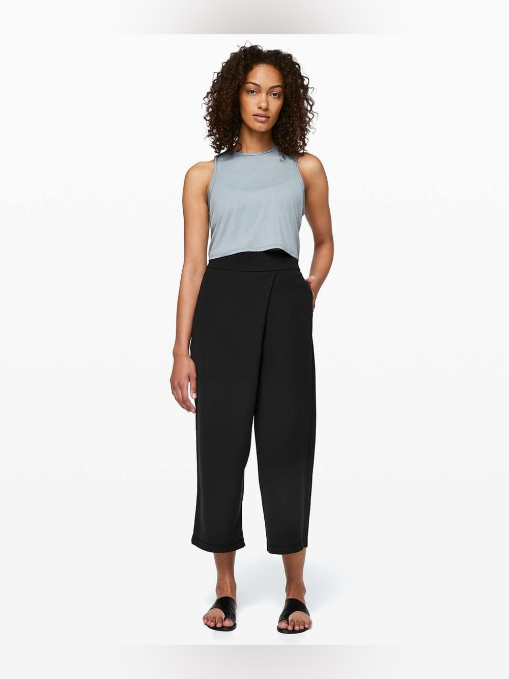 Lululemon With The Flow Pant in 
Black Wide-Leg Cropped Pants Size 8